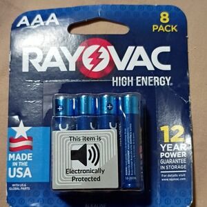 Rayovac High Energy AAA Alkaline Batteries 8 Pack Single Use Battery Size AAA
